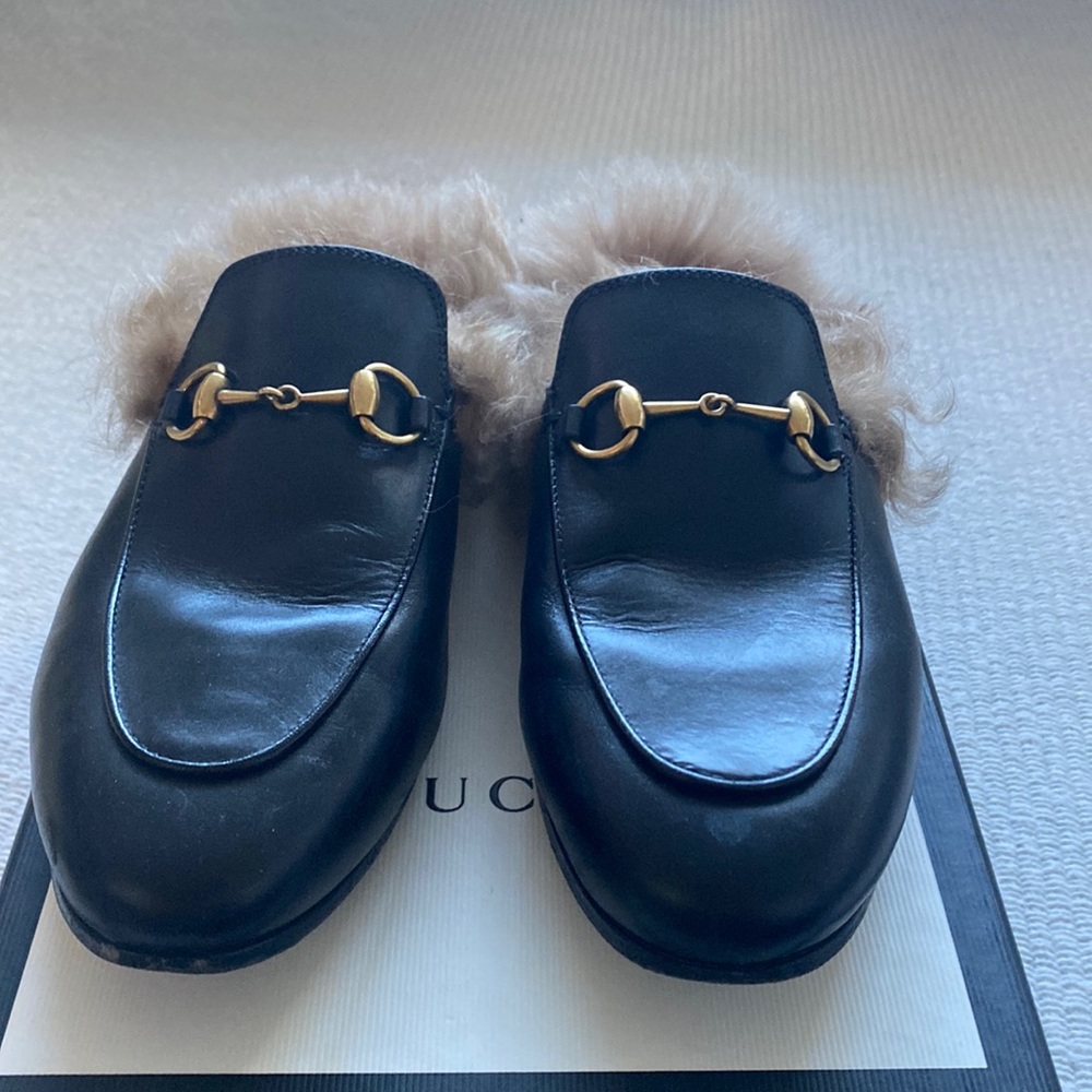 Gucci fur mules